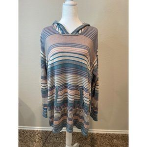 Show Me Your MuMu Pink/Blue Striped Hooded Sweatshirt